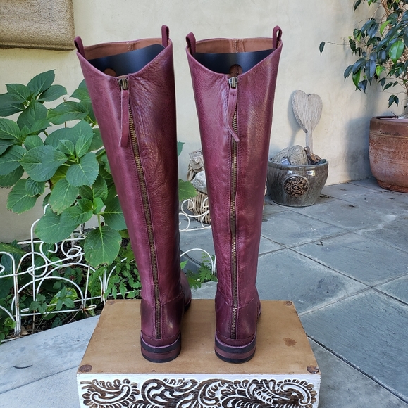 Chic Franco Sarto x Anthropologie Bordeaux Leather Boots - Picture 8 of 11